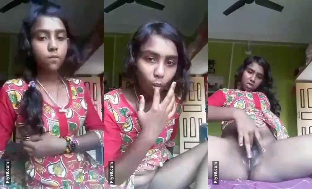 19;years old lusty girl fingering her thirsty pussy