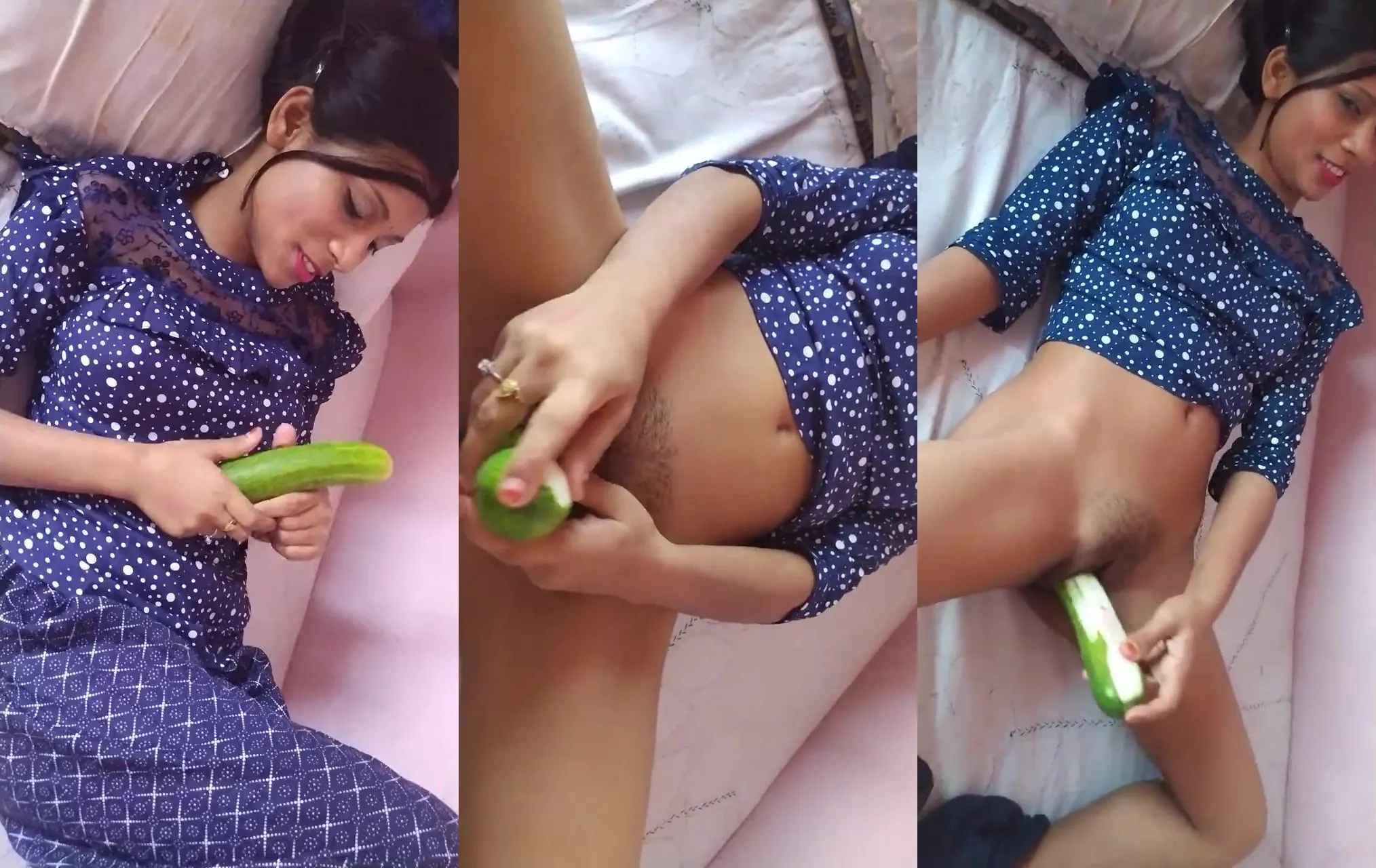 Beautiful Lucknow girl satisfying and fucking her pussy with cucumber