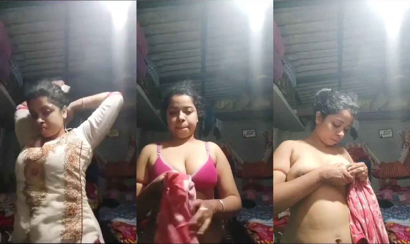 Bengali young village girl squeezing her brown nipples