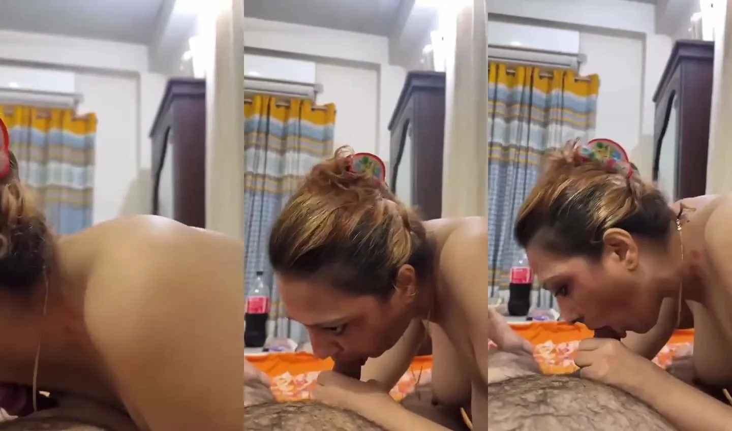 Delhi slut lady pleasing client with new type of blowjob