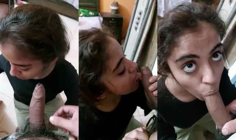 Desi college student girl romantically sucking tution teacher's dick