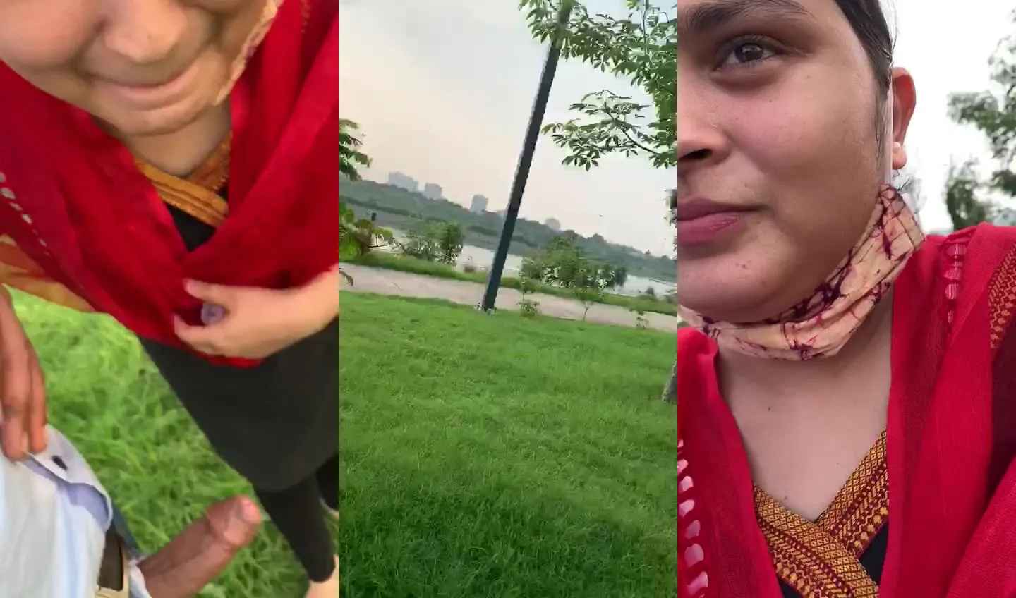 Desperate big cock lover gets blowjob from cute bhabhi in public park