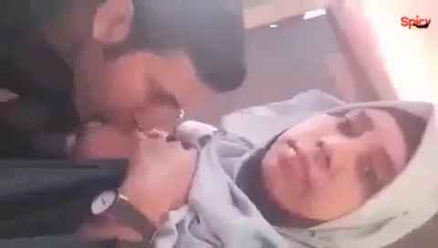 Egyptian hijab lady milky boobs sucked by stranger guy in public place