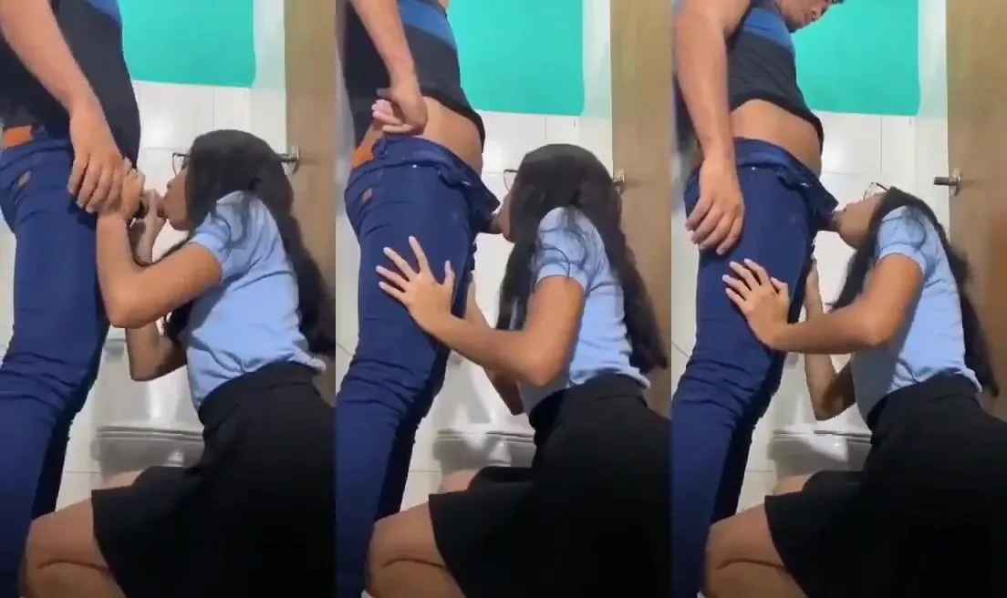 Horny office girl takes her colleague in secret room and sucking his dick deeply