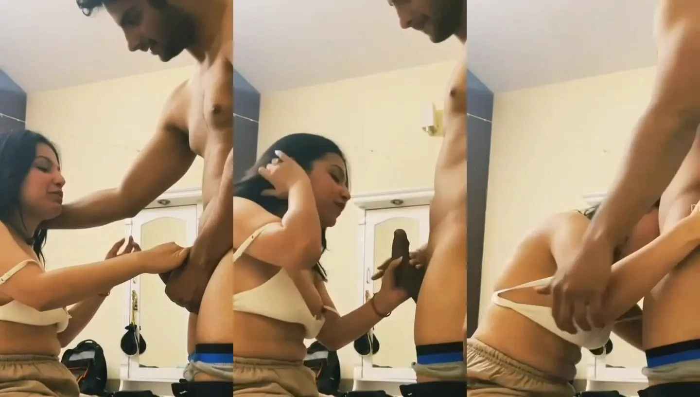 Hot gym boy get sucked his black cock from brother's gf