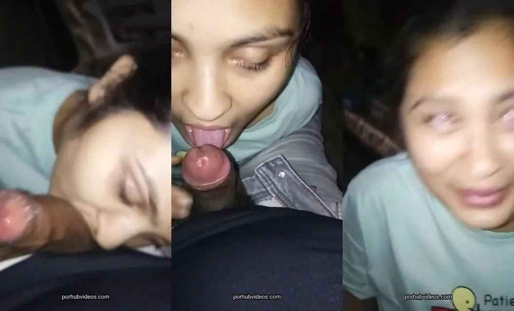 Hot Rajasthani girl sucking bf's dick outdoor in dark night