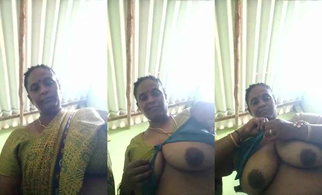 Mature Coimbatore Tamil aunty open up blouse and show huge boobs