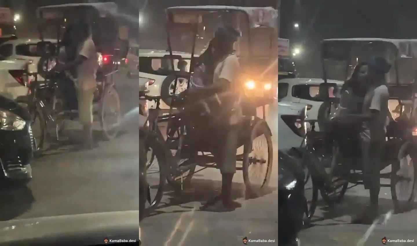 Mumbai slut girl giving handjob to rickshaw guy in public