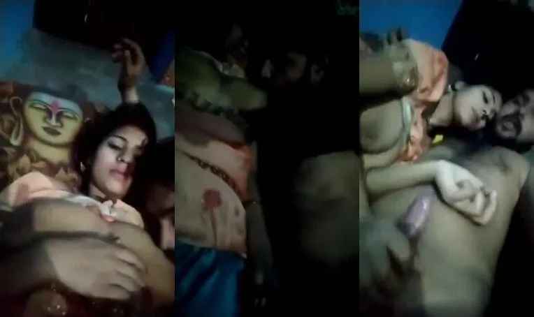 Newly married couple hot night romance and blowjob