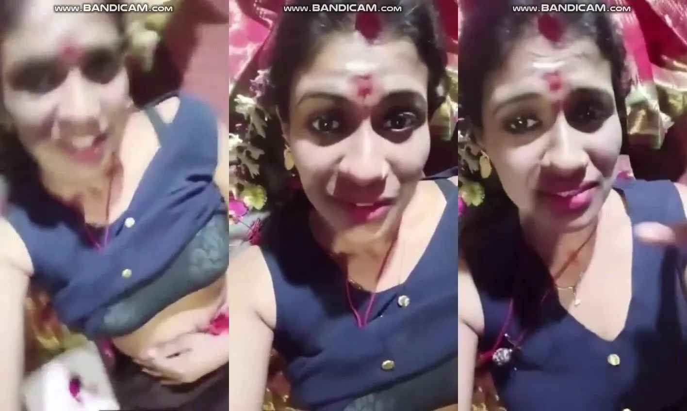 Tamil village aunty showing juicy boobs to NRI husband
