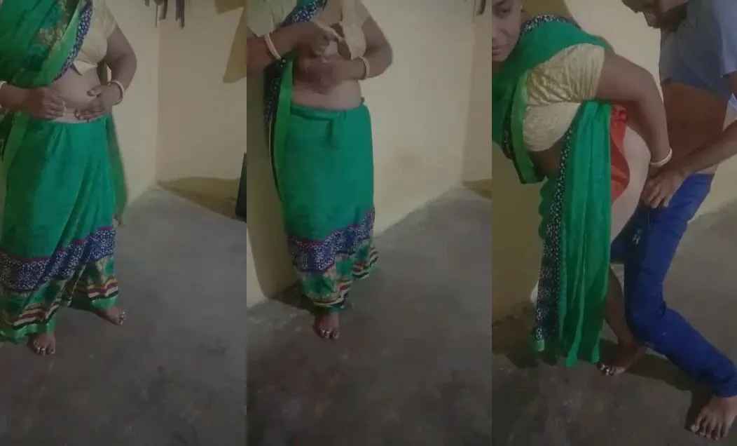 Village chubby aunty in saree fucked in doggy style by young boy