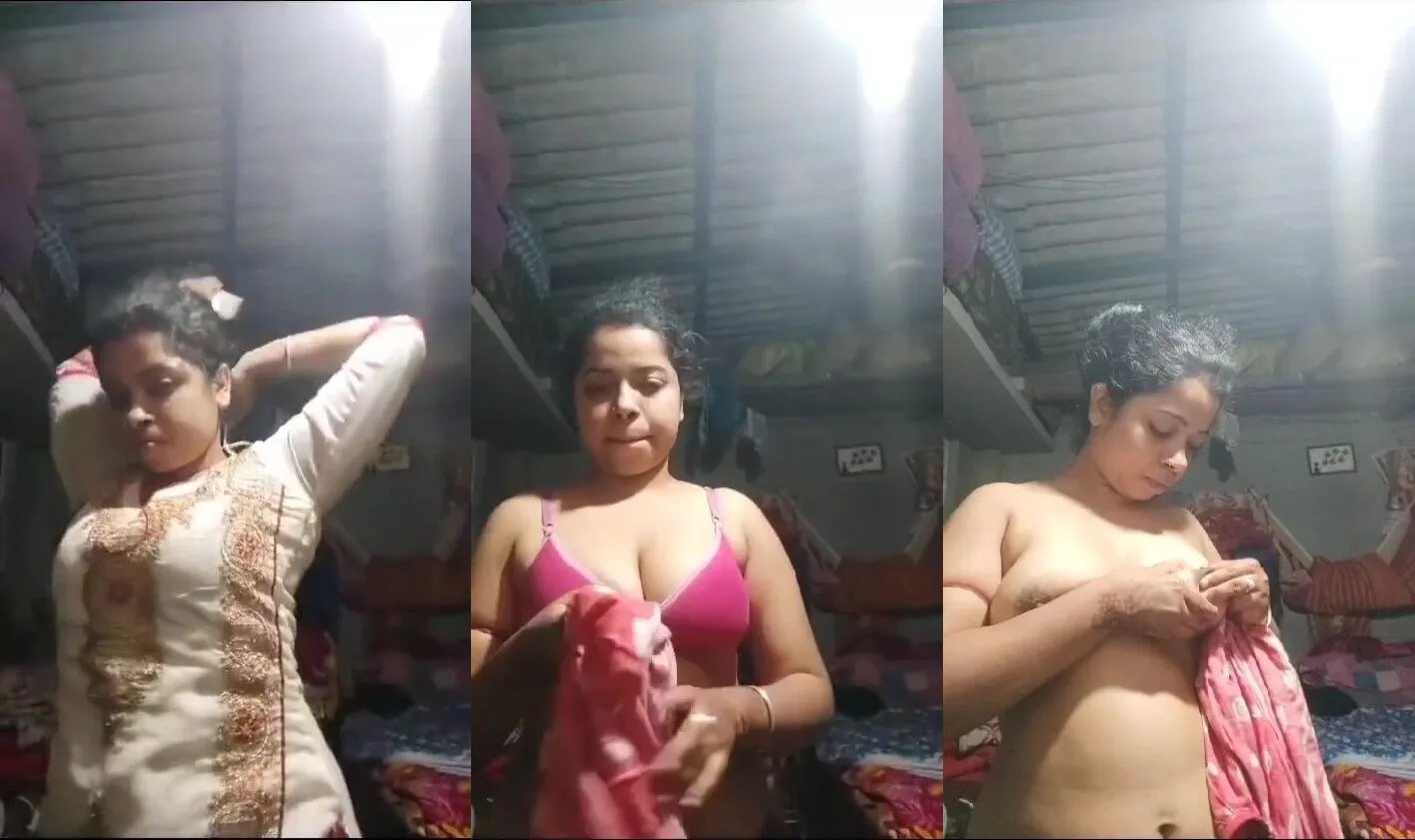 Bengali young village girl squeezing her brown nipples