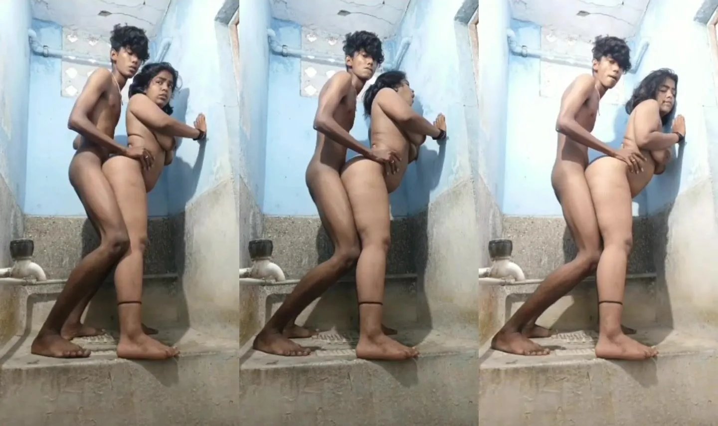 Busty Bengali girl hot standing fuck with neighbour boy in bathroom