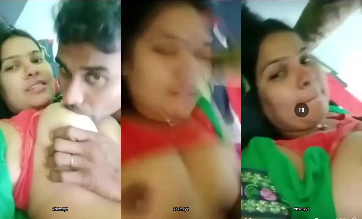 Horny husband sucking wife's big boobs and fucking her mouth
