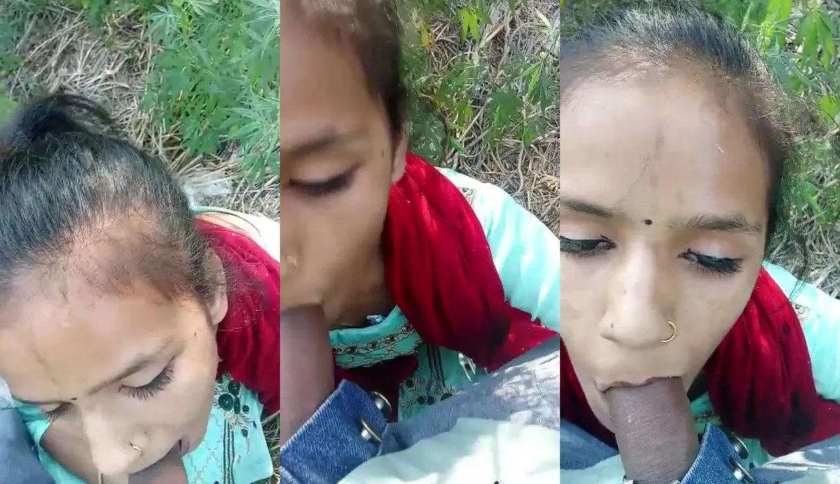 Innocent Punjabi village girl sucking lover's dick in outdoor