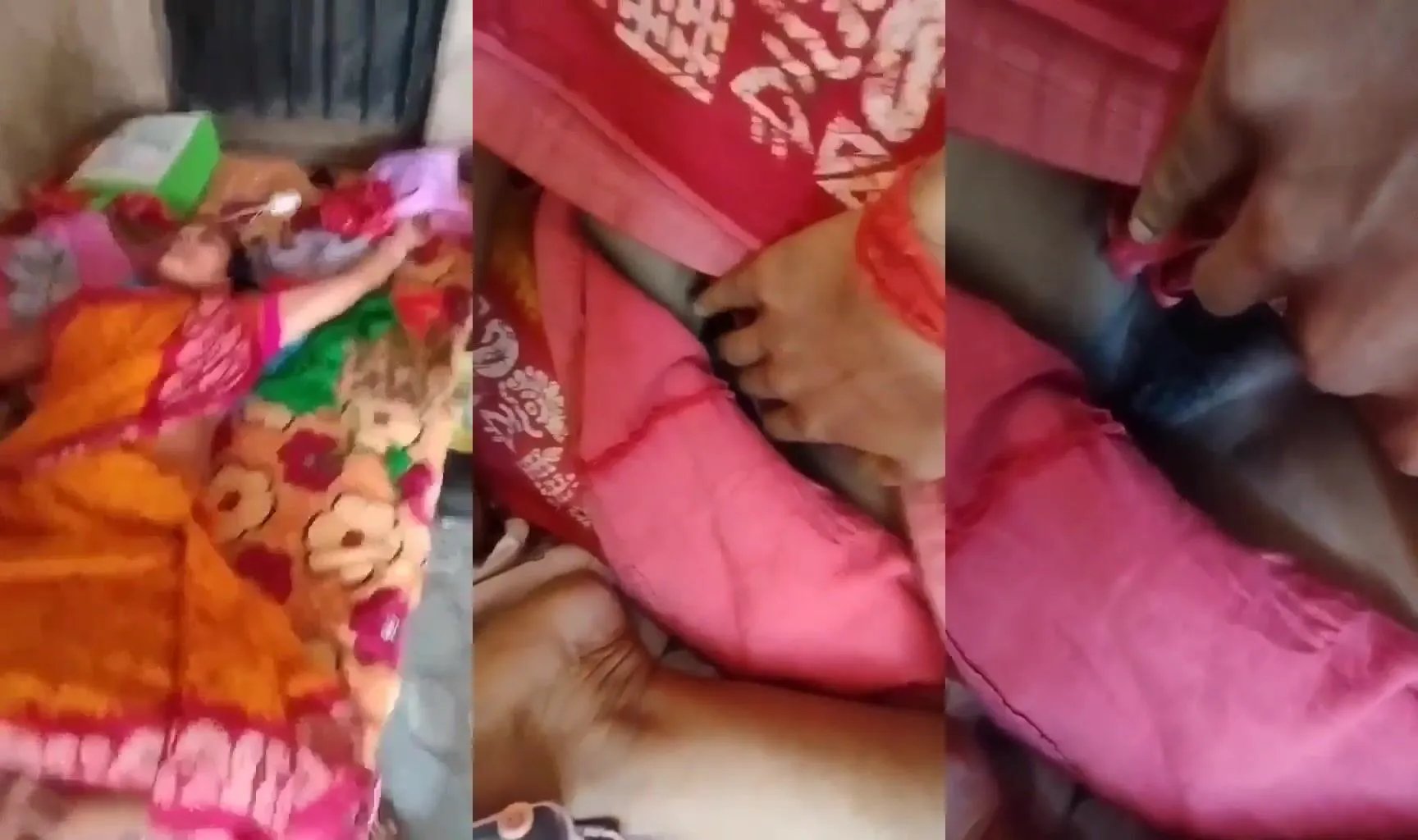 Lusty boy showing his sleeping mom's pussy mms video