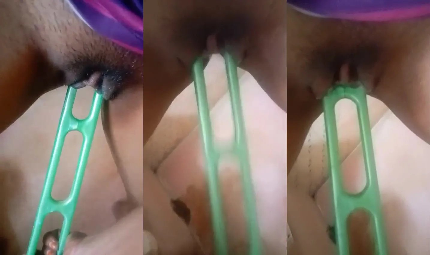 Lusty mallu housewife fucking her slut with toilet brush