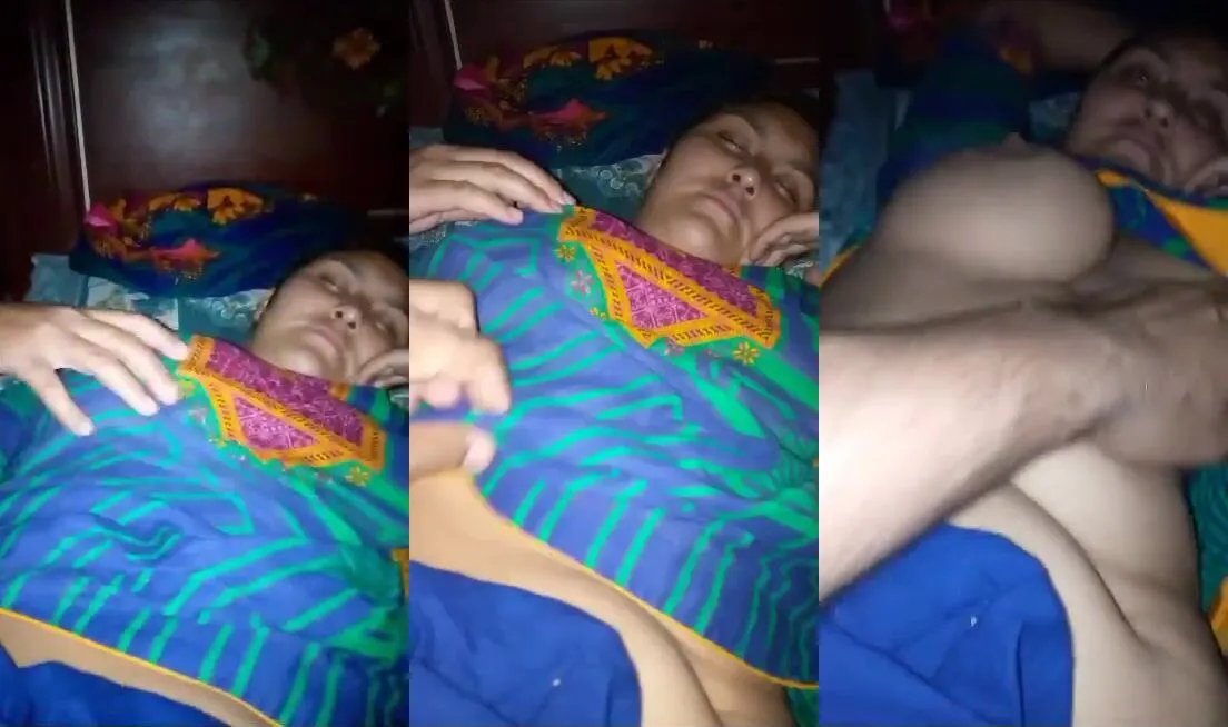 Naughty Haryanvi husband squeezing big boobs of sleeping wife