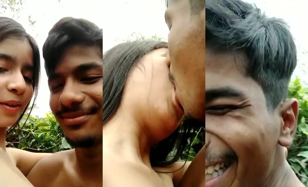 Nude young village lovers having quietly hot romance in forest