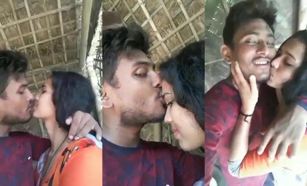 Romantic Indian couple passionate kissing in public TikTok video