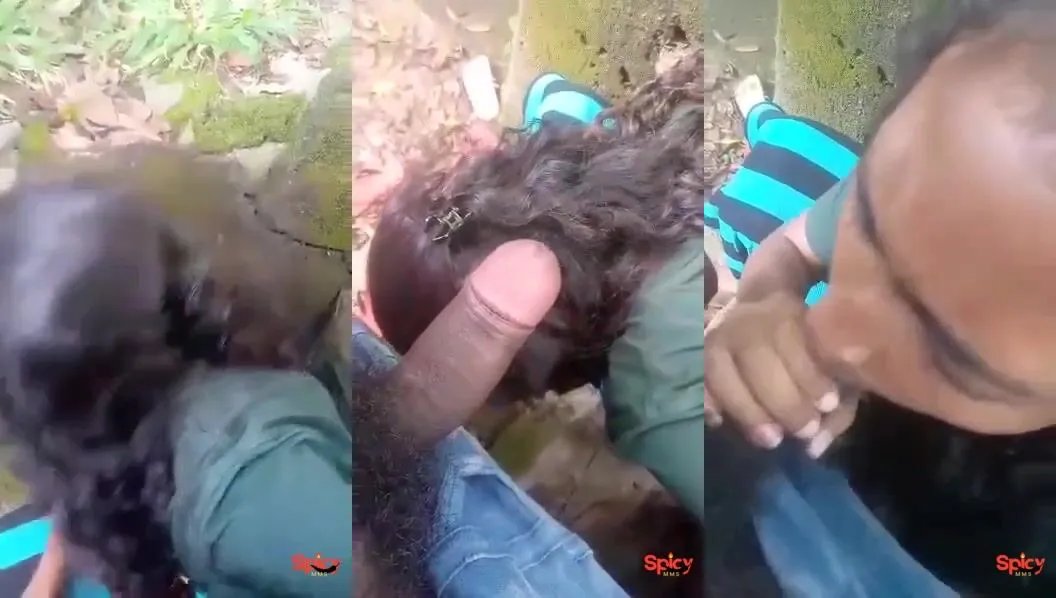 South Indian college girl sucking bf's friend's cock outdoor