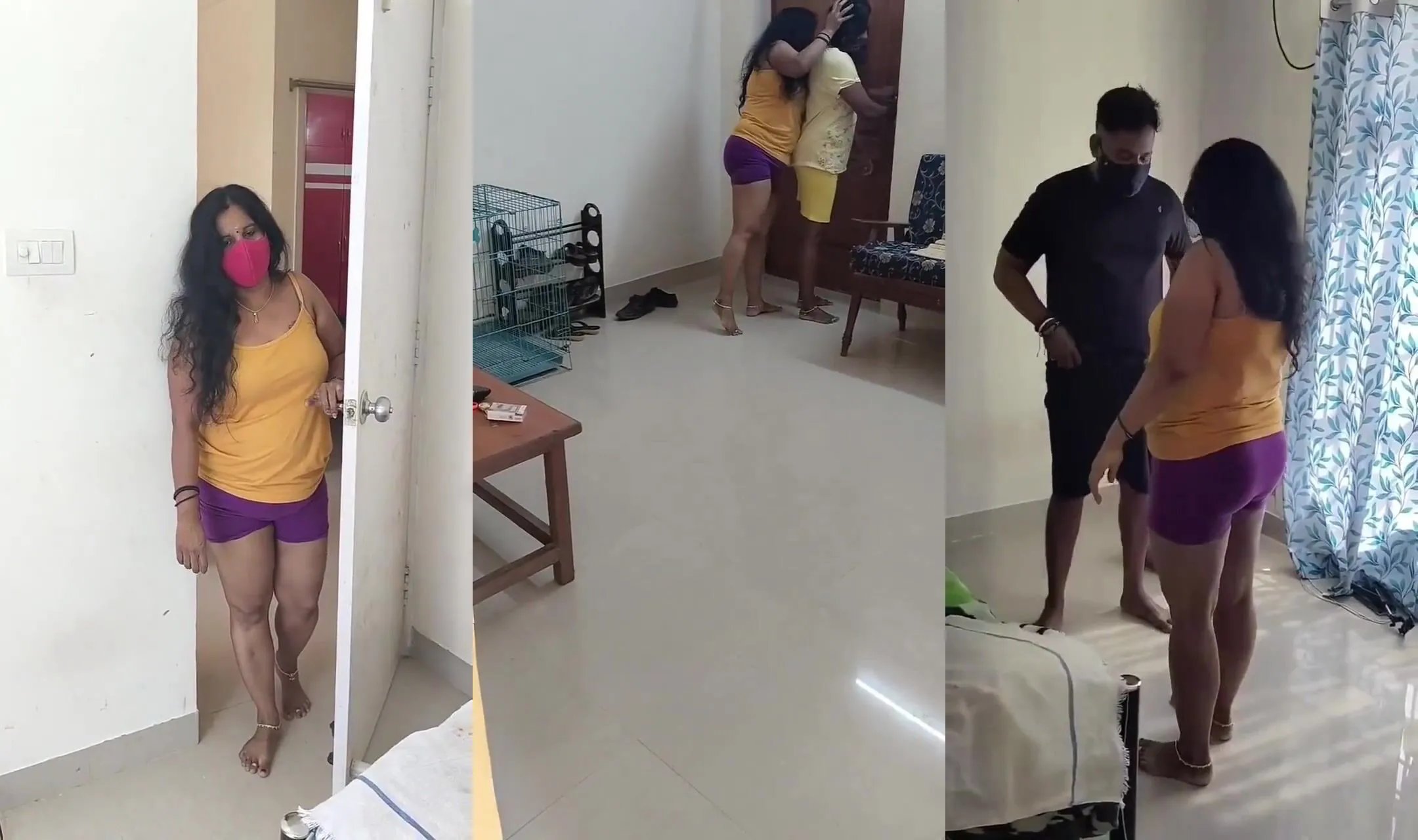 Tamil wife caught husband and neighbour bhabhi fucking in room