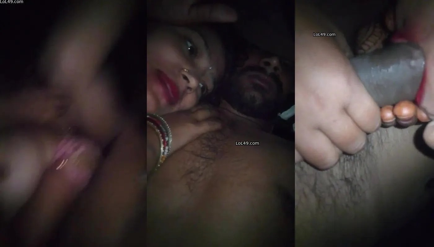 Village married couple night sex wife blowjob and kissing